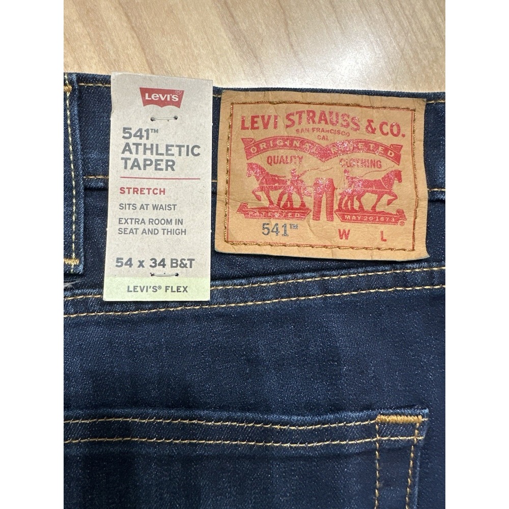 Levis 541 Jeans Mens 54x34 Blue Athletic Taper Medium Wash Stretch Denim